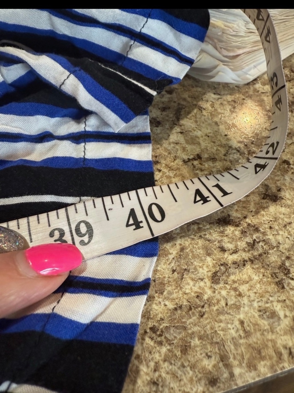 City Chic Navy & White Striped Puff-Sleeve Mini Dress - Picture 5 of 9